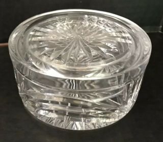 Waterford Marquis Crystal Round Trinket Box With Lid Calis Pattern 4 1/2” Signed