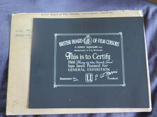 British Bbfc Film Certification Card King Of The Coral Sea 1954