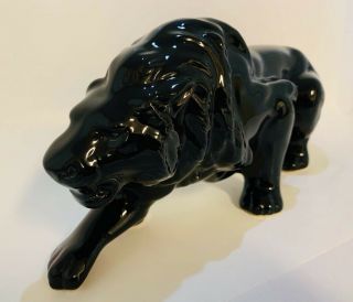 Vintage Possibly Mccoy Pottery 15 " Black Stalking Lion Figurine