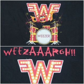 Rare Vtg 2002 Weezer Animal Muppet Concert Band Tour T Shirt Rock Punk Drummer