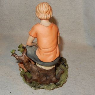 Vintage Porcelain CAPODIMONTE Figure BOY w/Wheat CARLO Bisque Signed Figurine 3