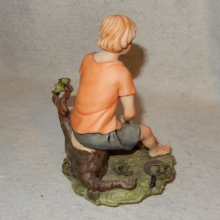 Vintage Porcelain CAPODIMONTE Figure BOY w/Wheat CARLO Bisque Signed Figurine 4