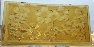 Vintage Stained Glass Window Panel - Gold Pressed Glass Design 10 " X 5 " 15