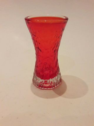 A Whitefriars Glass 9836 Redtextured Waisted Vase - Geoffrey Baxter 1970 