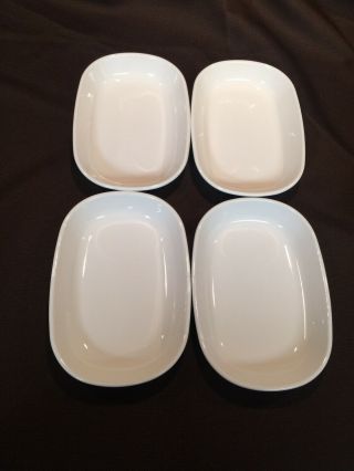 Set of 4 Corning Ware Sidekick P - 140 - B Oval White Appetizer Plates 2