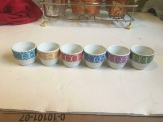 Arabia Finland Set Of 6 Colorful Egg Cups 1 1/2 " X 1 3/4 "