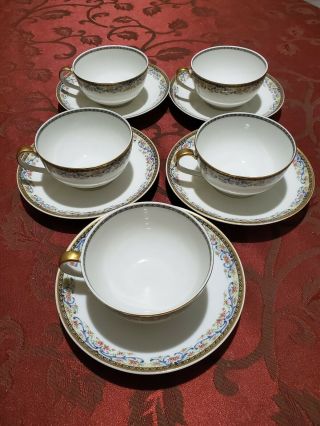 Theodore Haviland Limoges Schleiger 858.  Set Of 5 Coffee/tea Cups And Saucer.