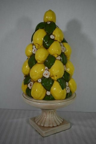 Vintage Italian Majolica Lemon Tree Topiary Ceramic Large 16.  5”