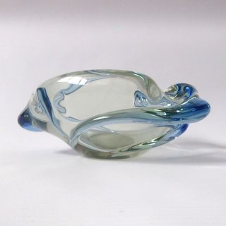 Vintage Mstisov Harmony Czech Blue/green Bowl/dish/ashtray Lobed Art Glass Zemek