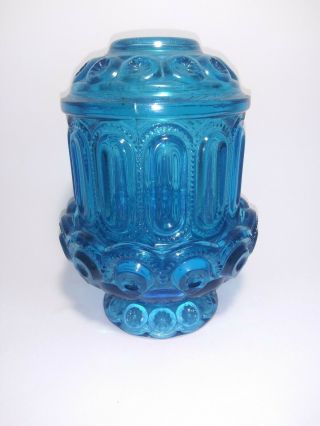 Vintage Moon And Stars Turquoise Blue Glass Courting Fairy Candle Lamp
