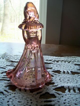 Vnt Fenton Iridescent Pink Carnival Glass Hand Painted Bridesmaid Doll D Barbour