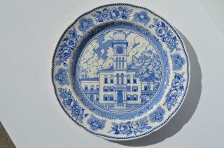 Fine Wedgwood China Yale University Sheffield Hall Blue & White Dinner Plate