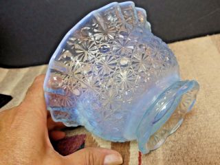 Vintage Daisy & Button Iridescent Blue Depression Glass Footed Bowl Wow