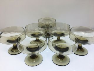 Set of 7 vintage Libbey Tawny Accent coupe champagne glasses 70 ' s modern 2
