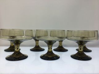 Set of 7 vintage Libbey Tawny Accent coupe champagne glasses 70 ' s modern 3