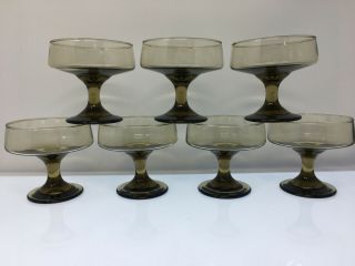 Set of 7 vintage Libbey Tawny Accent coupe champagne glasses 70 ' s modern 4