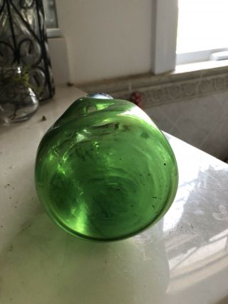 Rare Antique Loetz Green Stretch Glass Iridescent Vase 8” 3