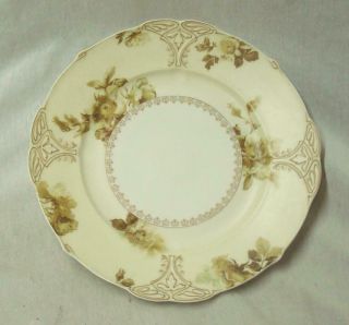 Antique Old Ivory 12 3/4 " Platter,  Ohme Clairon,  Art Nouveau Germany Porcelain.  Nr