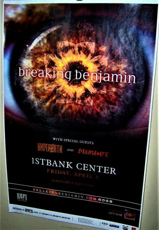 Breaking Benjamin In Concert Show Poster Denver Co April 5th 2019 1st Bank Cool