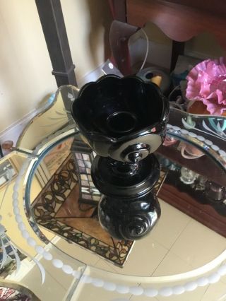 Cambridge Glass Crown Tuscan Chambered Black Amethyst Naitilus Candle Holder
