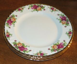 4 Royal Albert Old Country Roses 10 1/2 " Dinner Plates
