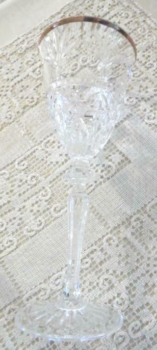 Vintage 4 Cut Clear Crystal with Gold Rim Wine Glasses Gorgeous Gorham? 3