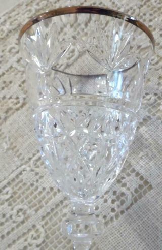 Vintage 4 Cut Clear Crystal with Gold Rim Wine Glasses Gorgeous Gorham? 4