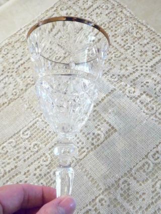 Vintage 4 Cut Clear Crystal with Gold Rim Wine Glasses Gorgeous Gorham? 5