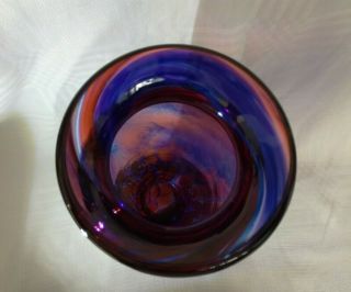 Rare Large Vintage Pink & Blue Studio Art Glass Vase by Millrace Holmfirth 6