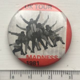 Vintage 1981 Madness Uk Tour 30mm Pin Badge Suggs Nutty Ska 2 Two Tone