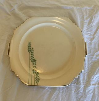 1920’s Art Deco Leigh Ware Green Wheat Large Square Plate/platter