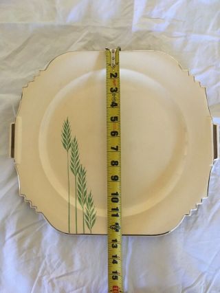 1920’s Art Deco Leigh Ware Green Wheat Large Square Plate/platter 2