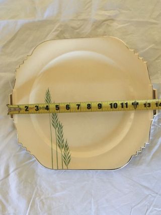 1920’s Art Deco Leigh Ware Green Wheat Large Square Plate/platter 3