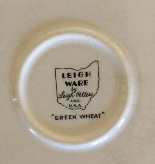 1920’s Art Deco Leigh Ware Green Wheat Large Square Plate/platter 5