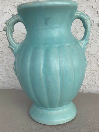 Vintage Early Mccoy Pottery Matte Aqua Melon Vase 12 " Christmas Tree Branches