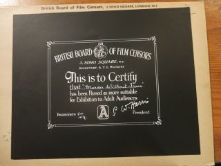 British Bbfc Film Certification Card Murder Without Tears 1953 Craig Stevens