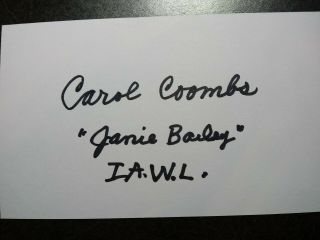 Carol Coombs As Janie Authentic Hand Signed Index Card - It 