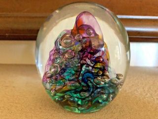 Signed Robert Held Art Glass Studio Contemporary Abstract Paperweight Canada