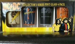 Ac/dc Pint Glasses,  Including A Rare " Fly On The Wall " Glass.