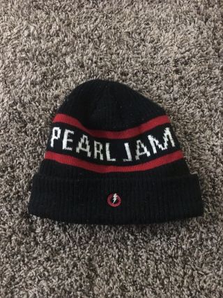 Pearl Jam Black Beanie Winter Hat,  Lighting Bolt Tour.  Euc