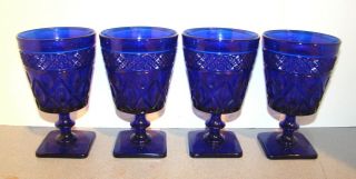 Imperial Glass Cape Cod Cobalt Ritz Blue 4 Water Goblets