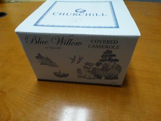 Churchill England Fine Bone China Blue Willow Soup Tureen Casserole Covered Bowl
