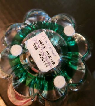 Vintage Swedish Orrefors Green Crystal Tulip Vase Bowl Signed 2