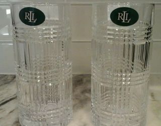 Ralph Lauren Glen Plaid Highball Glasses Set Of 2 Pair With Tags