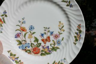 Six Aynsley Cottage Garden Salad Plates 8.  25 " - Swirl,  Butterfly & Flowers