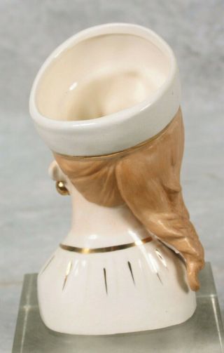 Rare Vintage Lady Head Vase Long Blonde Curly Hair White Pillbox Hat Rubens? 5