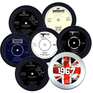 1960s Record Label Coasters.  The Who,  Beatles,  Parlophone Decca Apple Immediate.