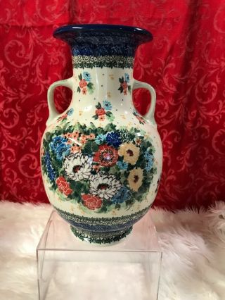 Unikat Polish Pottery T.  Liana Vase 12” Tall 3700 E.  G.  369