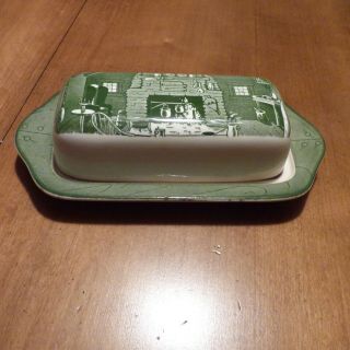 Royal (usa) Colonial Homestead Green 1/4 Lb Covered Butter Dish 642841