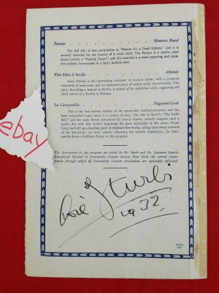 2/23/1932 Jose Iturbi Community Concert Signed Box B Program Ink Johnstown Pa